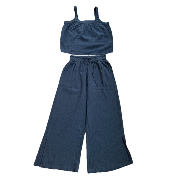Pact Other - Pact Womens M Organic Cotton Coastal Double Gauze Split Hem Pant & Tank Top Set